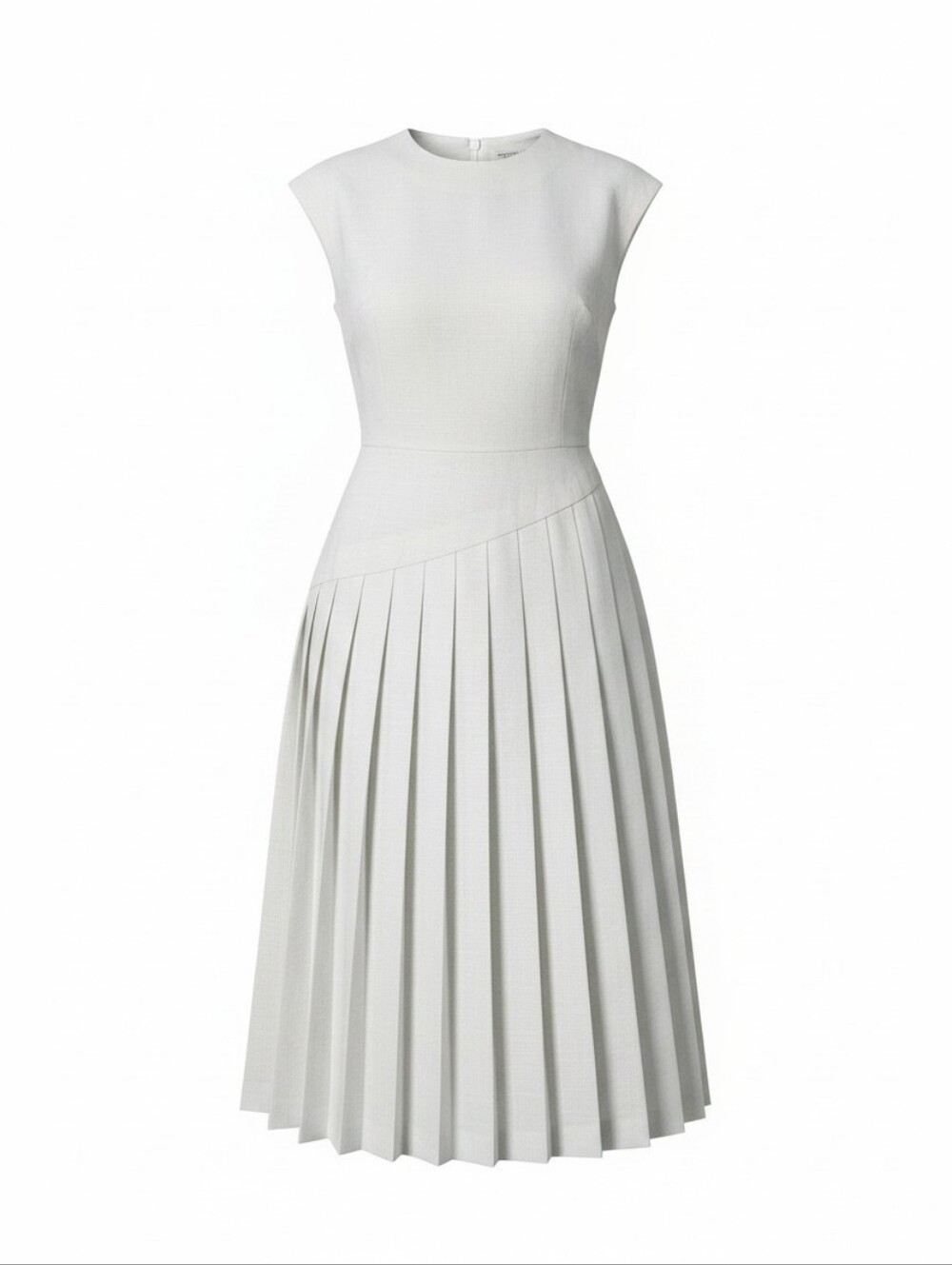 Vintage Malouf Petite White Pleated Midi Dress Size 6 - Picture 2 of 9